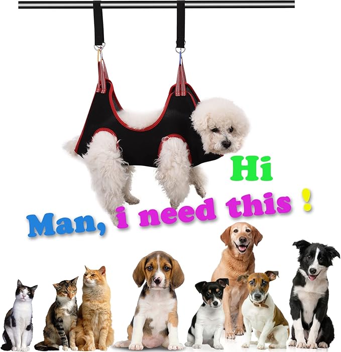 Dog Grooming Hammock Harness,Breathable Pet Cat Hammock Restraint Bag,Dog Grooming Sling Helper for Trimming Nail and Ear/Eye Care(S Size,8.5")-PawvioPets