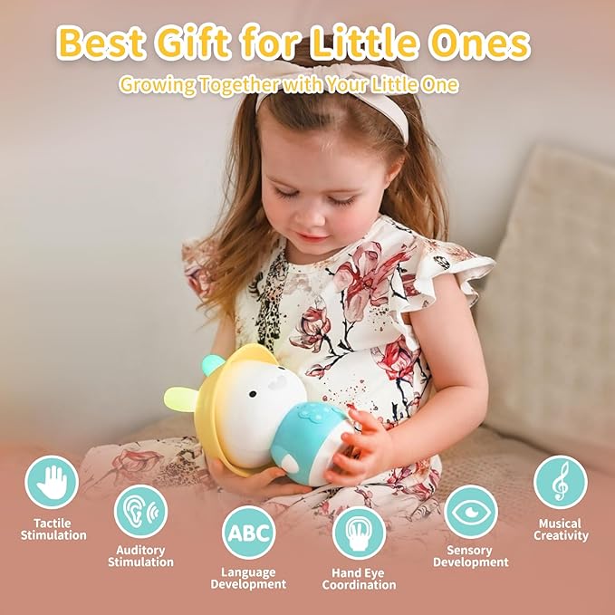 alilo Bunny Kids Music Player, Storytelling Toys for Toddler 1-3-5,Infant Baby Boy Girl Gifts Pre-Loaded 30 Stories/48 Nursery Rhymes/12 Soothing Music,with Nightlight,Bluetooth,Record Function-PawvioPets