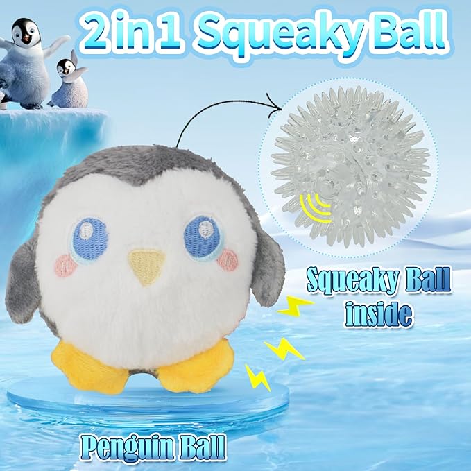 DKING 3Pack Squeaky Dog Balls,2 in1 Funny Puppy Ball Toys,Birthday Dog Toy for Small Medium Dogs (Ocean Ball)-PawvioPets