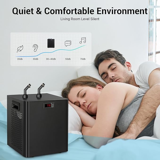 Aquarium Chiller, 1/3HP Aquarium Cooler 79gal Fish Tank Water Chiller with Quiet Compressor for Saltwater/Freshwater Tanks & Hydroponic(Axolotl Coral Jellyfish),300L, Black-PawvioPets