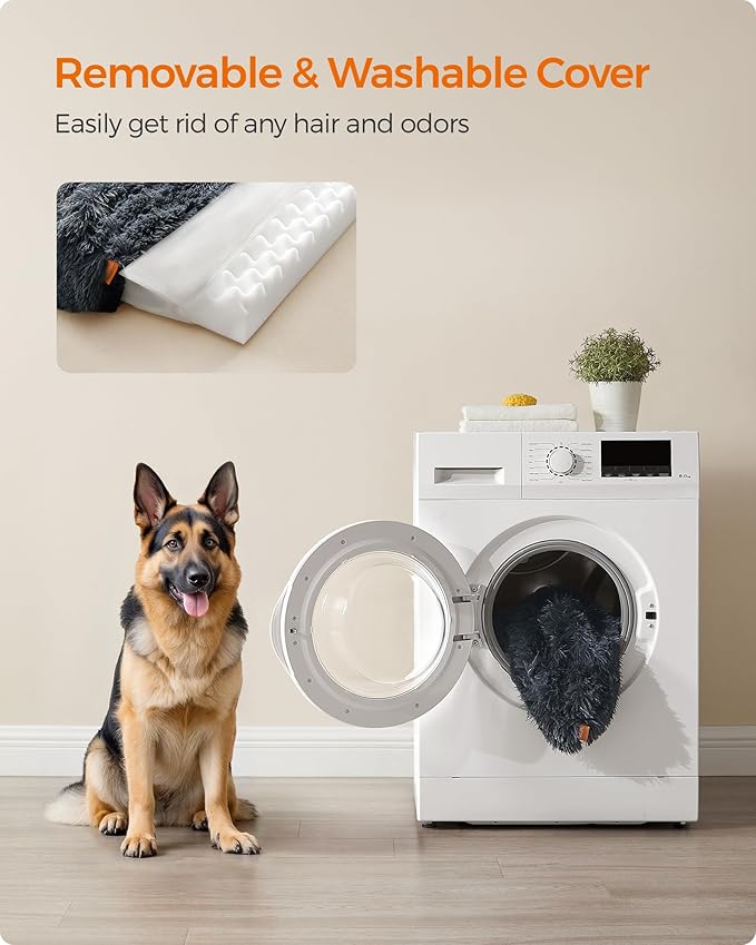 Feandrea Dog Bed, Orthopaedic Dog Sofa Bed for Large Dogs, Waterproof Ped Bed with Removable Washable Cover, 48 x 33.5 x 9.5 Inches, Dark Gray UPGW234G02-PawvioPets