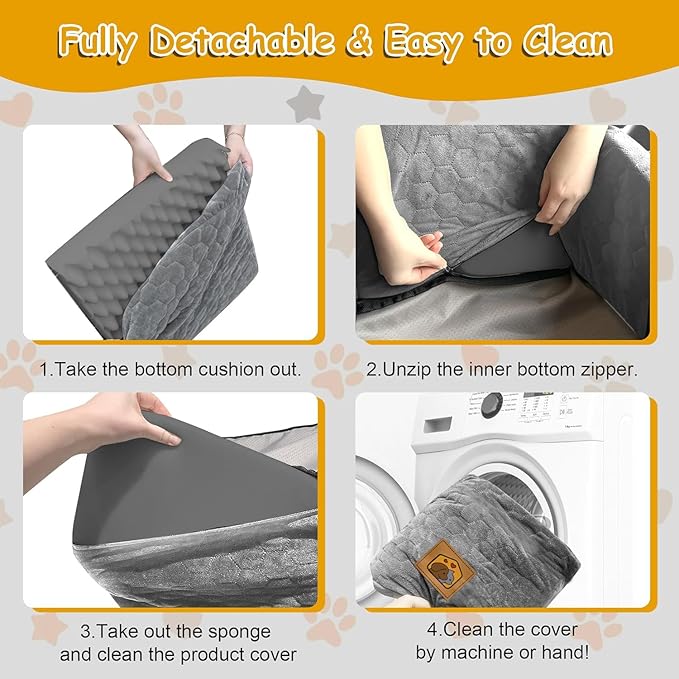 Dog Car Seat for Small/Medium Dogs, Memory Foam Dog Booster Seat, Travel Safety Per Car Seat with Washable Removable Cover, Storage Pockets for Dogs up to 35 lbs(Gray)-PawvioPets