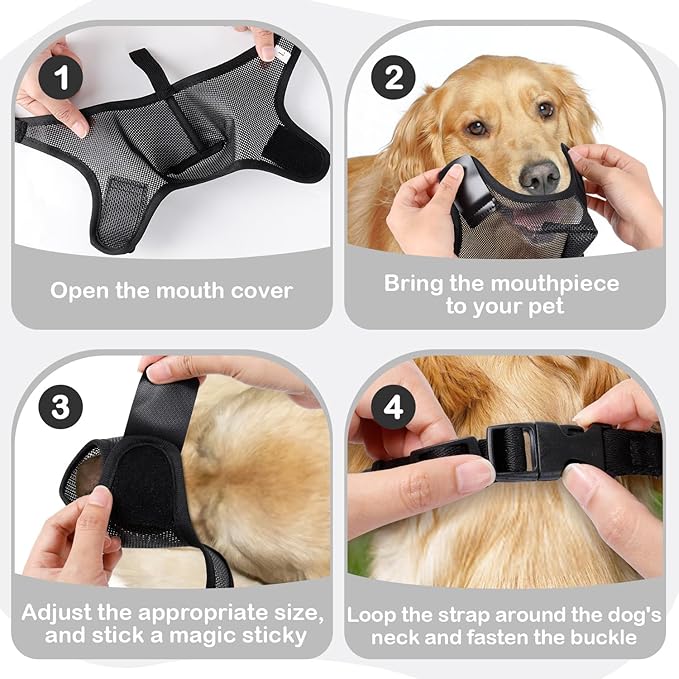 Dog Muzzle, Soft Air Mesh Muzzle for Small Medium Large Dogs Anti Biting Barking Chewing Scavenging, Breathable Adjustable Loop Pets Muzzle with Front Opening Design Allows Panting Drinking (Black,XL)-PawvioPets