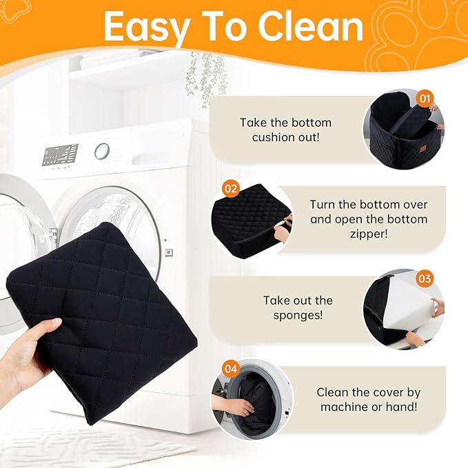 Dog Car Seats for Small Dogs, FurFrolic Memory Foam Dog Booster Seat for Small/Medium Dogs up to 35 lbs, Travel Pet Car Seat with Washable Detachable Cover, Storage Pockets, 2 Safety Belts (Black)-PawvioPets