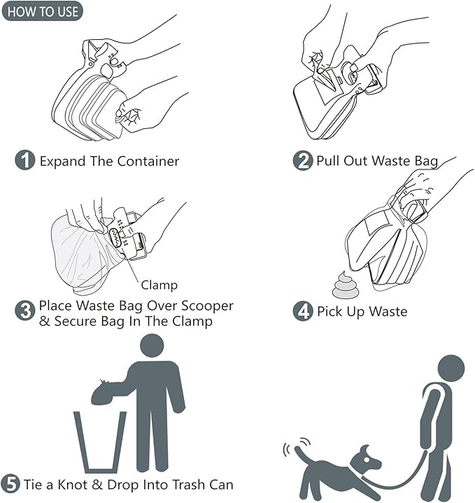 Dog Pooper Scooper, Portable Poop Scooper Handheld Size for Walking Large and Small Dogs Outside Yard or Travel Outdoors, Pup Poop Scoop with Container and 30pcs Pet Waste Bag Attachment, Blue-PawvioPets