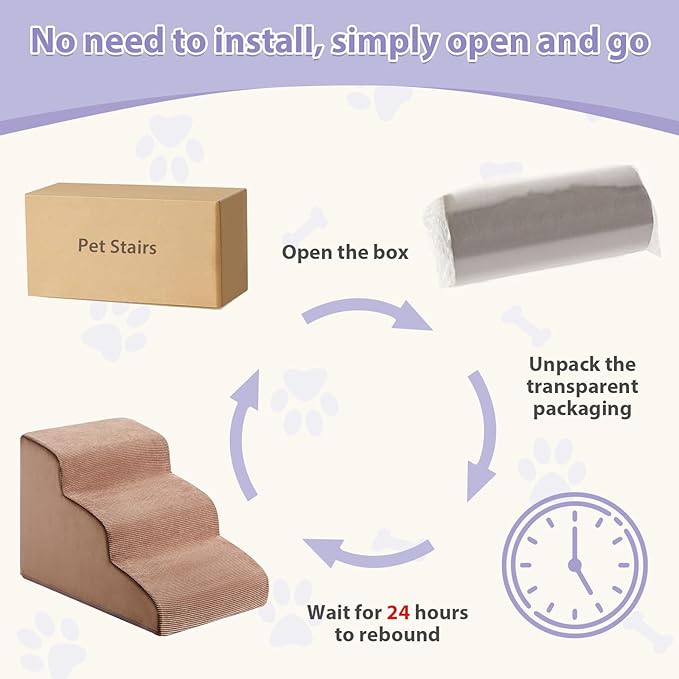 Dog Stairs for Small Dogs, 2-Steps Dog Ramp for Couch, Pet Stairs with Highly Supportive Foam and Non-Slip Bottom, Pet Steps for Cat & Doggie (High 11.8 Inch)-PawvioPets