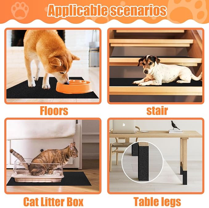 6 PCS Pet Nail Self Adhesive Replacement Emery Paper Fits Most Dog Scratch Pad Cat Litter Box DIY on The Places Where Pets Like to Scratch (10in*17.7in, White)-PawvioPets