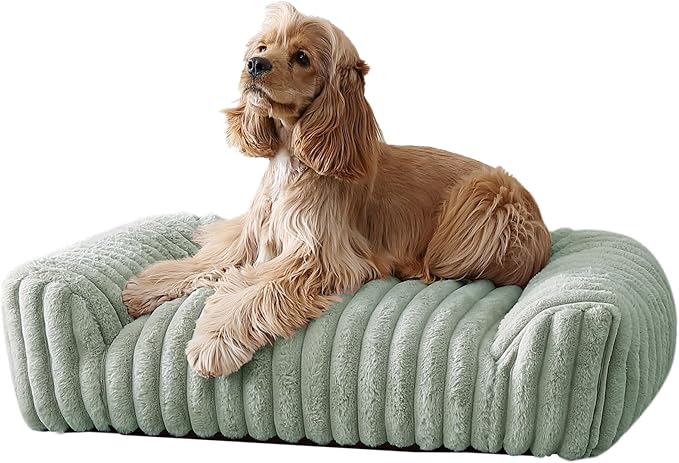 Arlee Saddle Sofa Memory Foam Pet Bed, Comfortable & Washable, Ideal for Dogs and Puppies, Extra Comfort, Couch Design, Crate & Kennel Furniture, Pet Supplies & Essentials, Sage, Large-PawvioPets