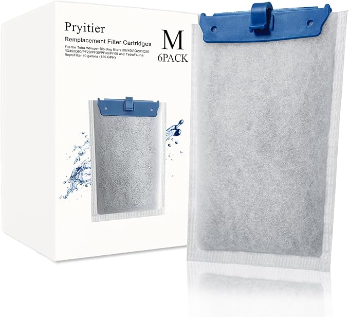 6 Pack Filter Cartridge Compatible with Whisper Bio-Bag Filters 10i/IQ10/PF10, Medium Replacement Filter Cartridges for Aquariums Compatible with ReptoFilte 20 gallons (90 GPH)-PawvioPets