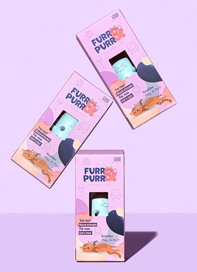 Furr&Purr Cat Brush Set for Indoor Cats - Grooming Tools: Face Scratcher, Calming Massager, and Scratching Pad (2-Pack, Made in the USA)-PawvioPets