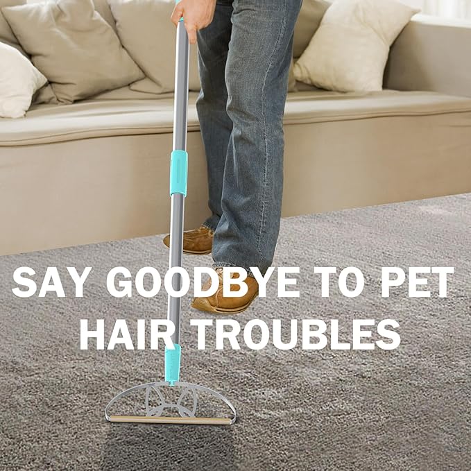 63“Ultra Long Carpet Rake by LINTPLUS-Heavy Duty Carpet Scraper & Pet Hair Remover for Deep Cleaning, Efficient Dog Hair Remover for Carpets,Rugs,Furniture-Durable Carpet Rake for Home Use-PawvioPets