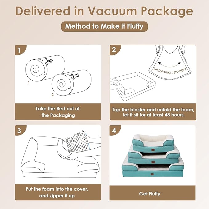 EHEYCIGA Orthopedic XL Dog Beds, Waterproof Memory Foam Dog Bed for Extra Large Dogs, Non-Slip Bottom and Egg-Crate Foam Big Pet Couch Bed with Washable Removable Cover, Turquoise Blue-PawvioPets