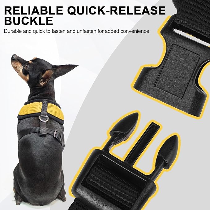 BINGPET No Pull Dog Harness, Soft Mesh Breathable All Weather Vest, Safety Protection Design, Durable Adjustable Step-in Easy Walk Harness for Small Dogs (Yellow, XS)-PawvioPets