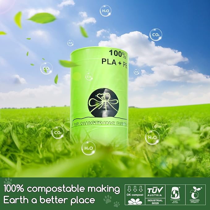 Biodegradable Cat Litter Liner Bags Compatible with LR 3, 4 and Most Self-Cleaning Litter Boxes, 60 Count Kitty Automatic Waste Drawer Liners, Drawstring Pet Compostable Replacement Poop Bags-PawvioPets