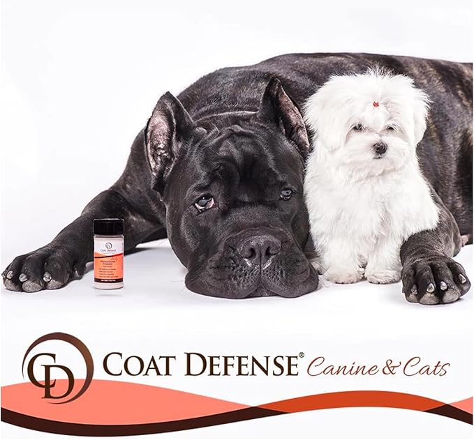 COAT DEFENSE Preventative Powder | Made in USA | 3.5oz Waterless Dog Shampoo & Pet Deodorizer for Smelly Dogs | Provides Anti Itch Relief | Dog Shampoo for Dry Itchy Skin & Smelly Dogs-PawvioPets