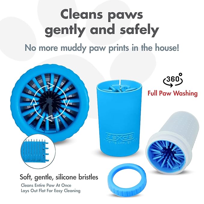 Dexas MudBuster Portable Dog Paw Washer/Paw Cleaner, Medium, Pro Blue-PawvioPets