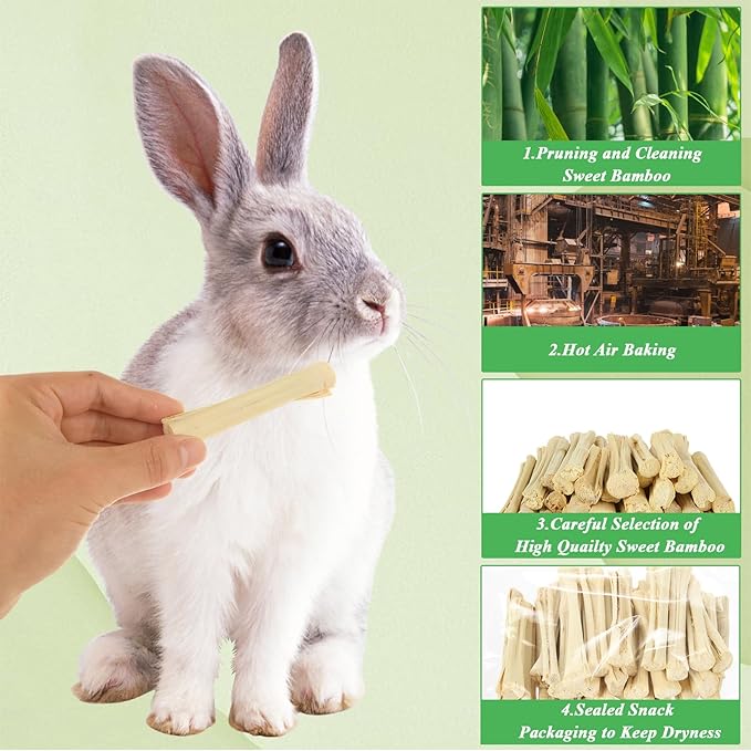 1000g/2.2lb Sweet Bamboo Sticks for Rabbits, Guinea Pig Chew Toys Bunny Toys for Rabbits Indoor, Teething Toy for Small Animals Rabbits, Hamsters, Chinchillas, Guinea Pigs-PawvioPets