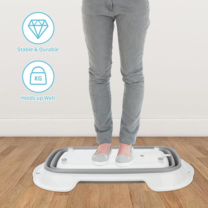 FHTONGE 7.13 Gal/27L Raised Collapsible Dog Bathtub with Drain Hair Catcher, Multifunctional Pet Washtub for Small to M Dog, Portable Puppy Tub Cat Shower Basin Laundry Basket Storage Organize Bucket-PawvioPets