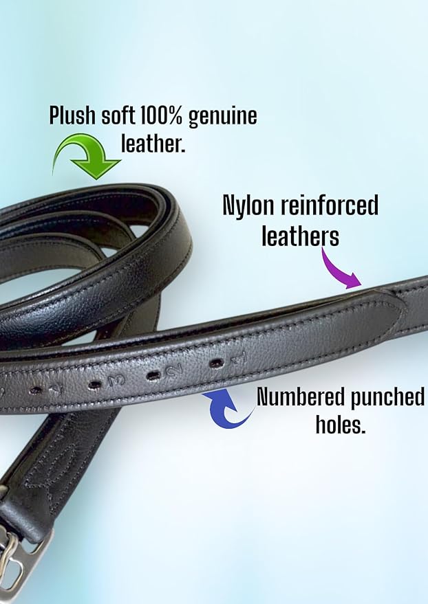 54" / 60" New 1" Super Soft English Stirrup Leathers Black/Havana (Havana, 54" x 1")-PawvioPets