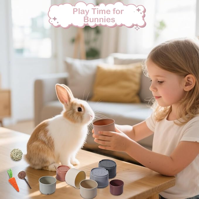 25 Pcs Large Rabbit Starter Kit, Bunny Litter Box with Drawer Animal Grooming Kit Stacking Cups Bowl Blankets Mat with Cleaning Set for Adult Guinea Pig, Ferret, Hamster, Bunnies Accessories (Blue)-PawvioPets