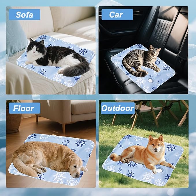 Dog Cooling Mat, Cooling Mat for Dogs & Cat, Provides Instant Relief for Small, Medium, Large Dogs, Washable, Non-Slip Design, Perfect for Hot Summer Days to Keep Pets Comfortable(Small 20''*16'')-PawvioPets