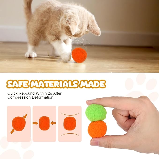 100Pcs Cat Toys Pom Pom Balls with 2 Launchers Set, Interactive Cat Toy Stuff for Indoor Both Adult & Kitten Toys-PawvioPets