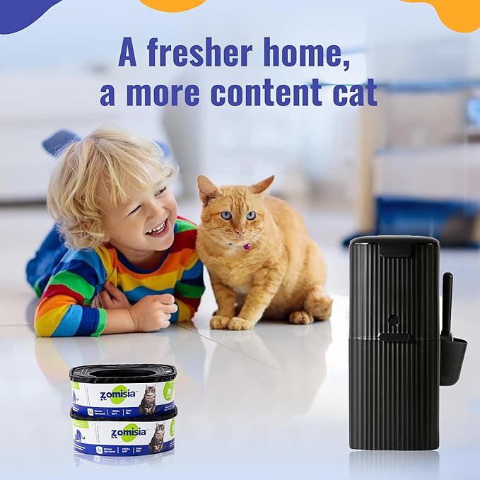 2 Pack Cat Litter Refill Bags, Non-See-Through Jumbo 60FT Cartridge Refill Total Up to 36 Weeks (Over 8 Months) Per Cat for Odor Control, Compatible with Genie Standard, Plus, Style-PawvioPets