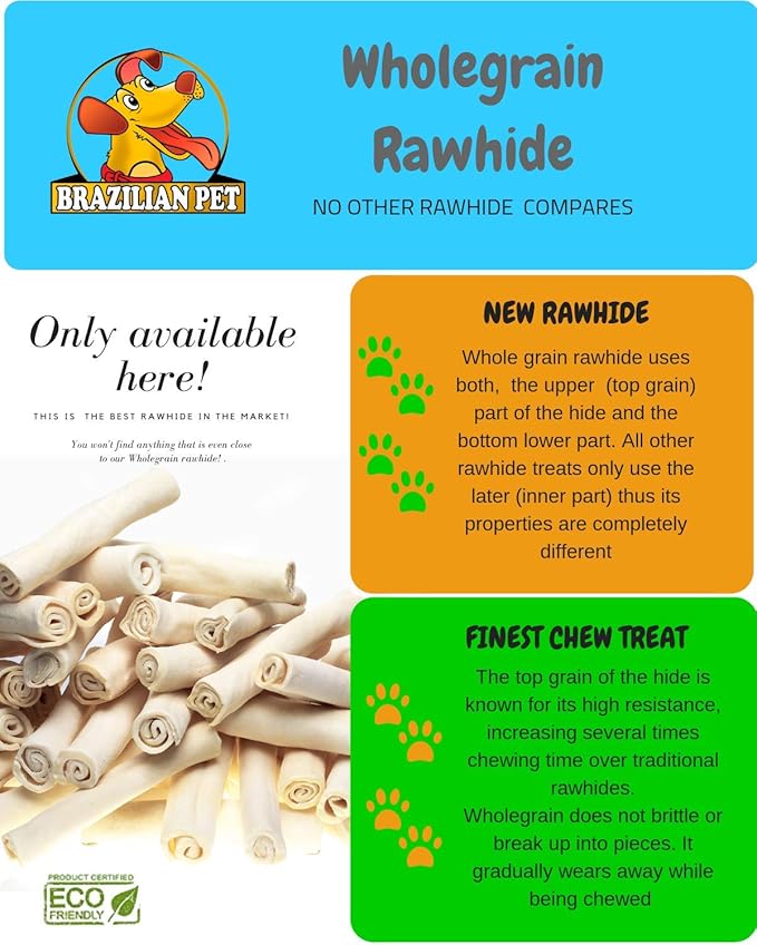 Brazilian Pet Premium Retriever Rolls 10-11 inches (10 Pack),100% Natural Dog Treat Chew. No Artificial Preservatives-PawvioPets