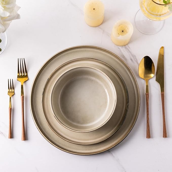 GBHOME Ceramic Dinnerware Sets for 12, 36 Pieces Stoneware Plates and Bowls Sets, Reactive Glaze Dishes -Scratch Resistant, Dishwasher&Microwave Safe-PawvioPets