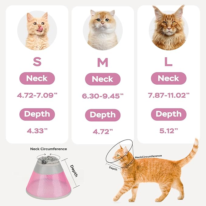 Cat Cone Collar Soft to Stop Licking After Surgery, Waterproof Lightweight Recovery Collar for Cats and Small Dogs, Elizabeth Plastic Cone Alternative, Neck Pillow to Prevent Scratches-PawvioPets