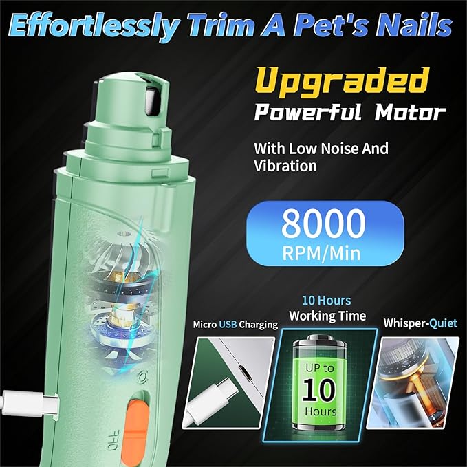 2 in 1 Dog Nail Clippers and Grinder with Lights & Cat Nail Clipper for Large Medium Small Dogs Cats Nail Trimmers USB Rechargeable with 2 LED Lights Dog Claw Care for Non-Black Nails-PawvioPets