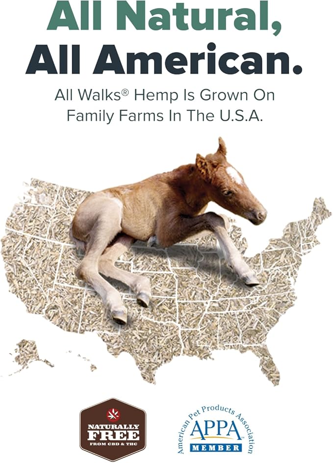All Walks 40 Liter Hemp Bedding for Chicken Coops, Guinea Pigs, Hamsters, Rabbits, and Other Small Animals - 100% Natural, Superior Odor Control, Sustainably Sourced Pet Bedding - Made in America-PawvioPets