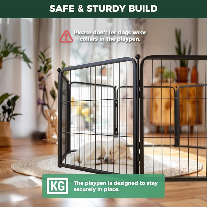 FXW Homeplus Unleashed Indoor Dog Playpen - Stress-Free and Safe Play, Heavy Duty 24 Inch 6 Wire Panels Dog Pen for Puppy and Small Dogs, Black│Patented-PawvioPets