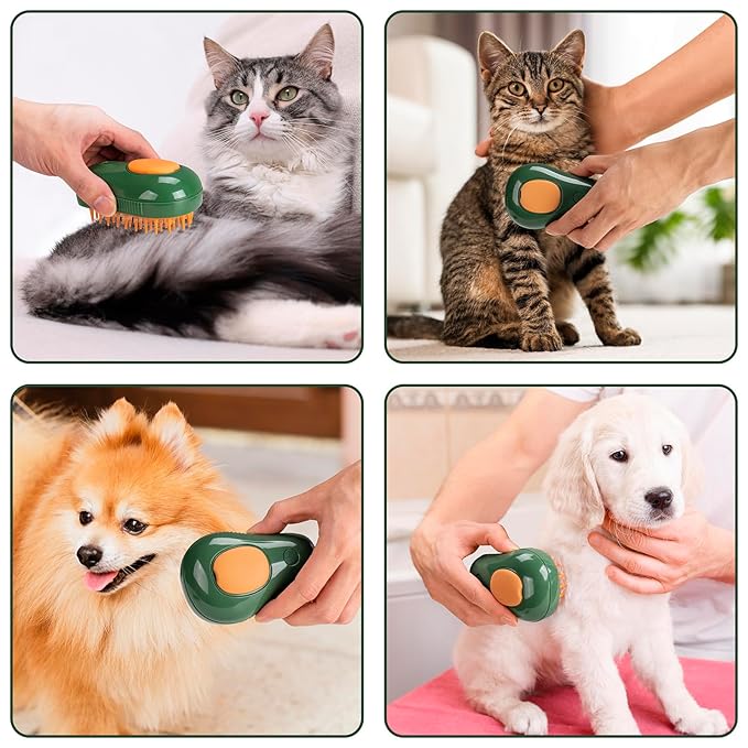 3-in-1 Steam Brush for Cat and Dog Deshedding - Portable Pet Hair Removal Tool for Indoor Shedding, Grooming Supplies-PawvioPets