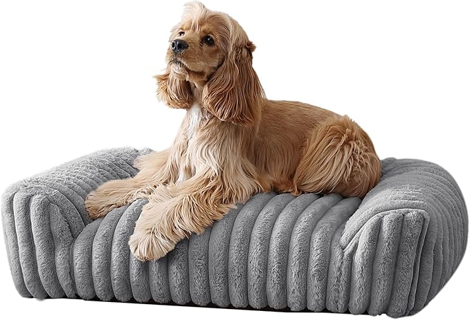 Arlee Saddle Sofa Memory Foam Pet Bed, Comfortable & Washable, Ideal for Dogs and Puppies, Extra Comfort, Couch Design, Crate & Kennel Furniture, Pet Supplies & Essentials, Grey, Medium-PawvioPets