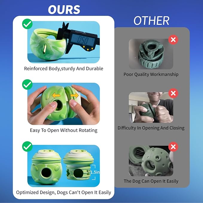 Dog Toy, Frozen Treat Toys, Treat Dispensing Chew Toy for Small Medium Large Dogs, Long-Lasting Interactive to Keep Pup Distracted & Reduces Anxiety, Freezable Fillable Dog Puzzle Toys - Green-PawvioPets