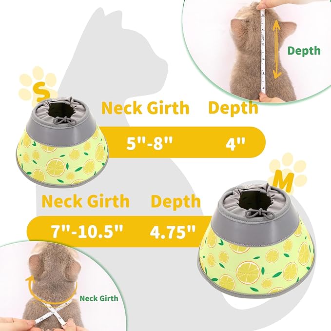 Cat Cone Collar Soft, Comfortable Cat Recovery Collar Pet Cone for Small Large Cats, Lightweight Elizabethan Collar for Cats Kittens After Surgery Prevent from Licking Wounds, Yellow, S-PawvioPets
