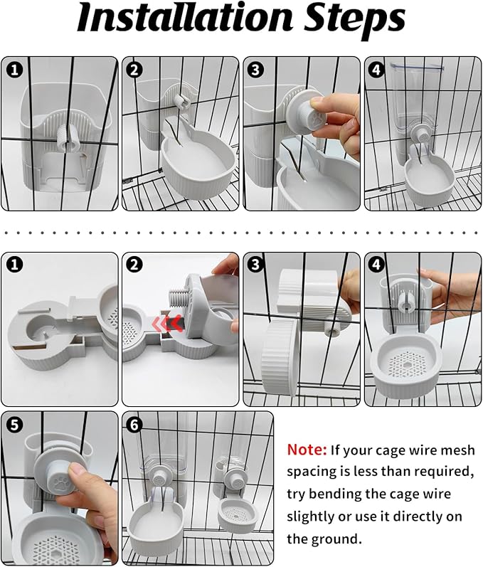 GPY Automatic Hanging Gravity Pet Feeder and Water Dispenser Set ,Automatic Dog Feeder and Dog Water Dispenser for Dogs Cats Pets Animals Large Capacity (Blue Water Feeder&Food Feeder) (Grey)-PawvioPets