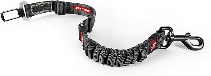 EzyDog Zero Shock Click - Shock Absorbing Dog Seat Belt Car Harness Attachment for Dogs - Adjustable Dog Restraints Seatbelts for Car Travel and Safety - (20in - 26in, Black)-PawvioPets