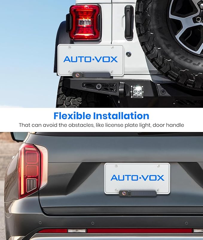 AUTO-VOX Solar Wireless Backup Camera with 5" 1080P Monitor: 5000mAh Battery 2 Mins DIY Installation & 2 Split Screen Back Up Camera, IP69K Waterproof Reverse Camera for Car, Van, SUV, Truck, Trailer-PawvioPets