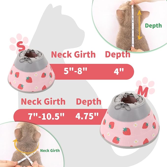 Cat Cone Collar Soft, Comfortable Cat Recovery Collar Pet Cone for Small Large Cats, Lightweight Elizabethan Collar for Cats Kittens After Surgery Prevent from Licking Wounds, Pink, M-PawvioPets