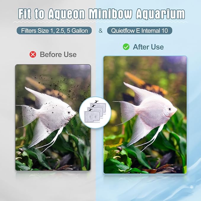 12 Packs Small Filters Cartridges Compatible with Aqueon Small Filter Carbon Filter Cartridge Compatible with Aqueon QuietFlow E Internal Power Filter 10 and 1/2.5/5 Gallon Minibow Aquarium Filters-PawvioPets