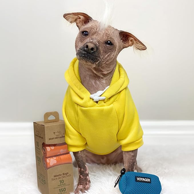 Best Pet Supplies Dog Poop Bags (150 Bags) for Waste Refuse Cleanup, Doggy Roll Replacements for Outdoor Puppy Walking and Travel, Leak Proof and Tear Resistant, Thick Plastic - Orange-PawvioPets