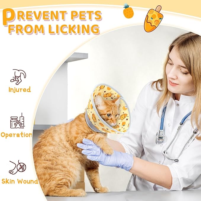 Cat Cone Collar Soft to Stop Licking, Adjustable, Foldable Lightweight Kitten Cones After Surgery Recovery for Cats & Kittens, Cat Cone Alternative (Orange, L)-PawvioPets
