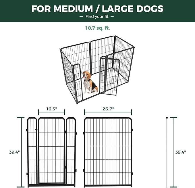 FXW Homeplus Unleashed Indoor Dog Playpen - Stress-Free and Safe Play, Heavy Duty 40 Inch 6 Wire Panels Dog Pen for Medium and Large Dogs, Black│Patented-PawvioPets