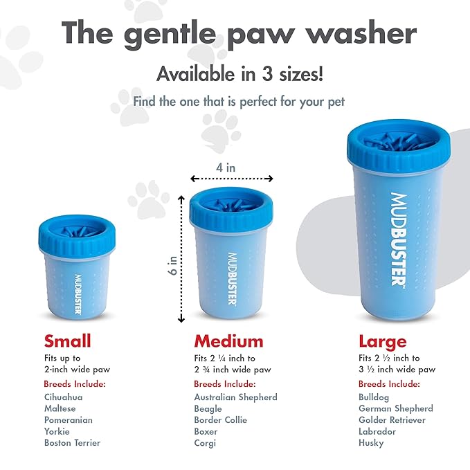 Dexas MudBuster Portable Dog Paw Washer/Paw Cleaner, Medium, Pro Blue-PawvioPets