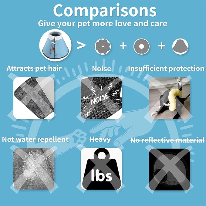 Agape Soft Cone for Cats & Small Dogs, Comfy Pet Cone to Stop Licking, Adjustable Cat E Collar Alternative After Surgery, Protective Elizabethan Collar for Pup & Kitty, Water Repellent Recovery Cone-PawvioPets