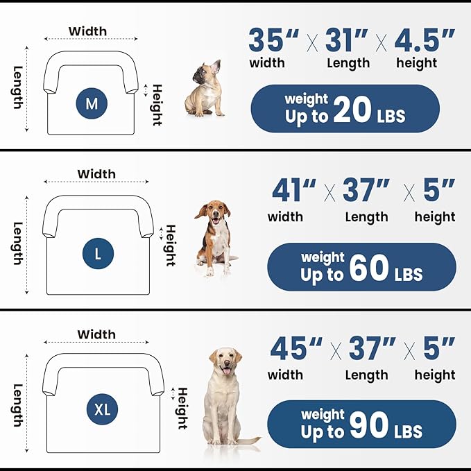 Calming Extra Large Dog Couch Bed for Dogs, 45 x 37 inch Waterproof Removable Pet Mat Couch Cover for Furniture Protector, Non-Slip Fluffy Pelsbarn Dog Bed for Couch, Sofa, Car - Tie-Dye Blue-PawvioPets