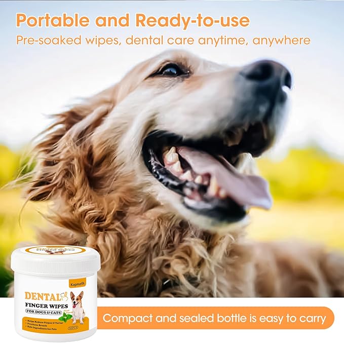 Dental Care Finger Wipes for Dogs & Cats, Reduces Plaque & Tartar, Freshens Breath, Pre-Soaked Pet Teeth Wipes, Easy to Use Disposable Oral Cleaning Pads,Mint Flavor,100pcs-PawvioPets
