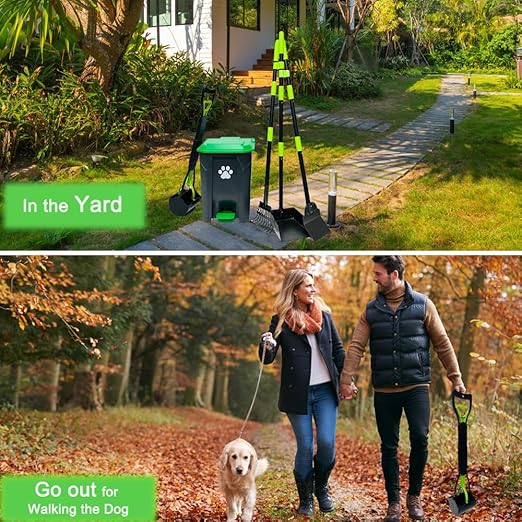 20L/5Gallon Dog Poop Trash Can Outside with Pooper Scooper & 50 Waste Bags- Outdoor Dog Poop Trash Can with Lid, Foot Pedal and Removable Inner Bin Waterproof and Odor Control-PawvioPets